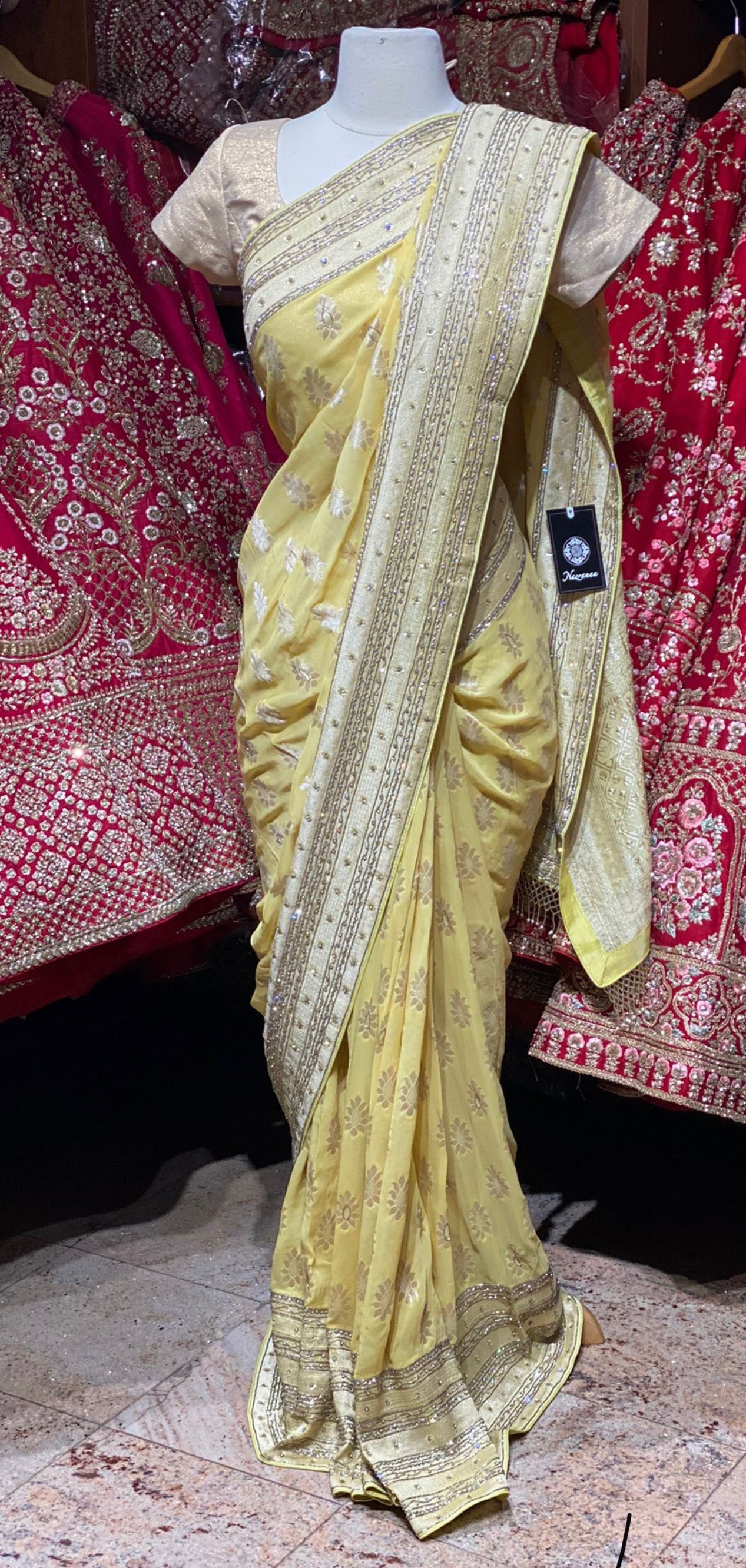 Lime Yellow Saree PWS-095