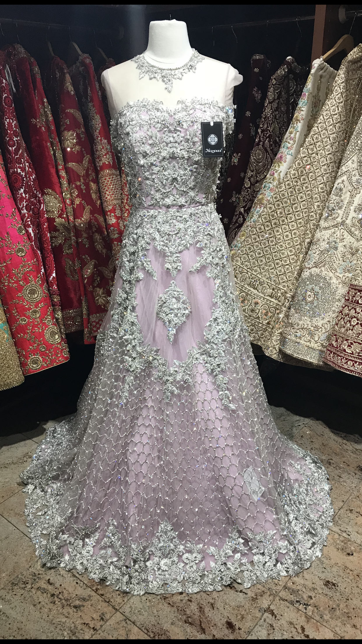 Lilac Silver Embroidery Gown