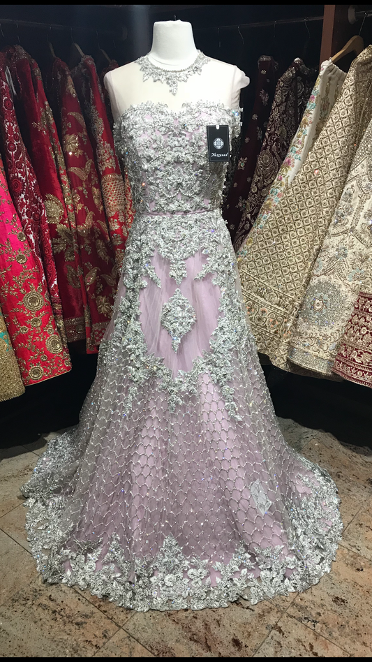 Lilac Silver Embroidery Gown