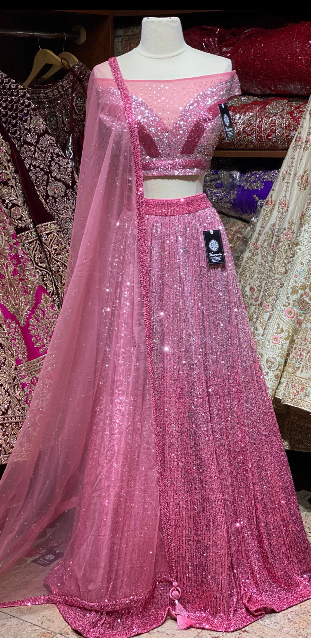 Glimmering Rose Pink New Era Party Wear Collection PWL-354