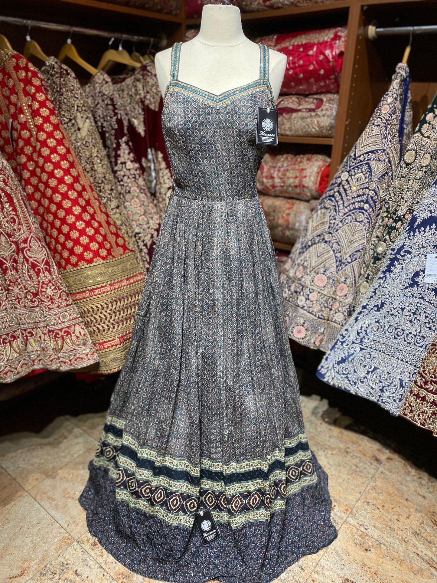 Slate Grey Anarkali PWA-105