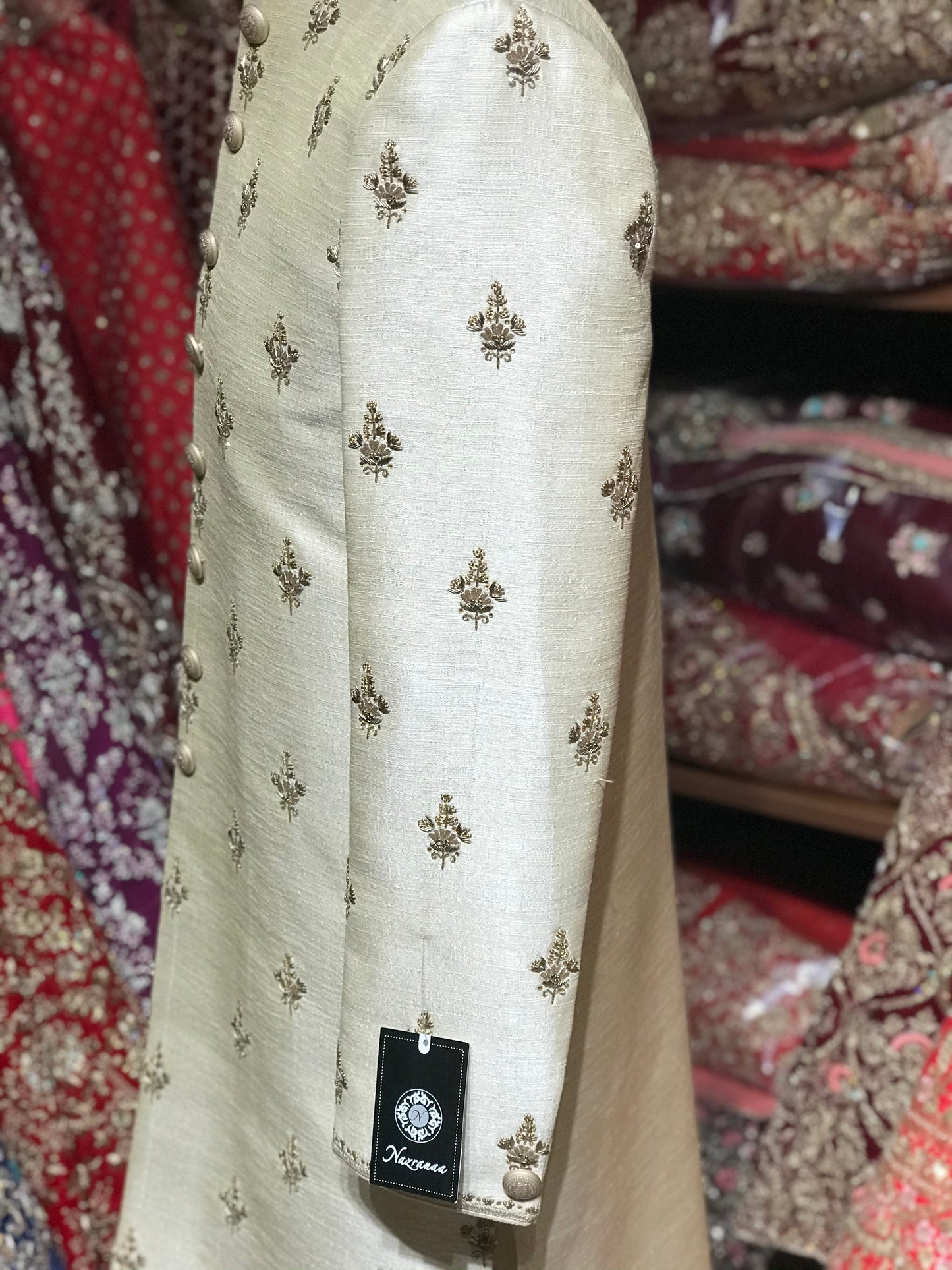 Light Gold Raw Silk Sherwani