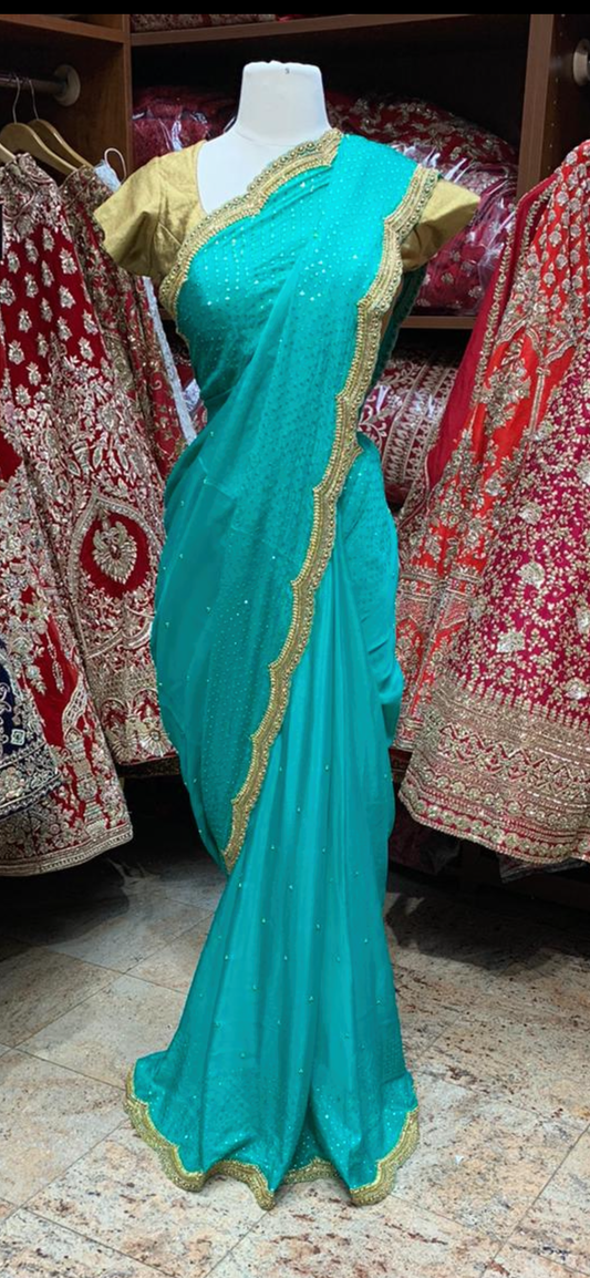 Dark Turquoise Saree PWS-084