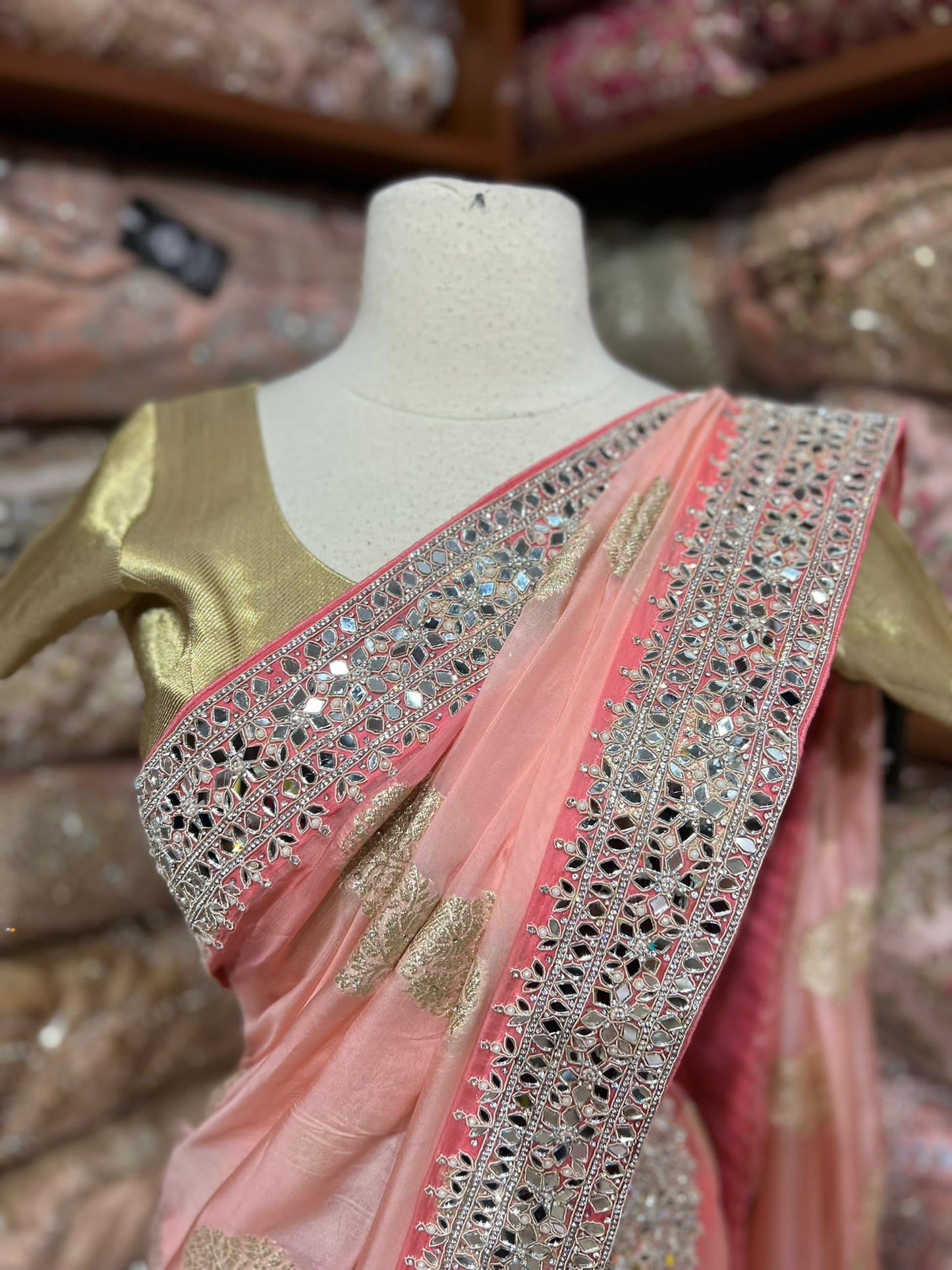 Coral Peach Saree PWS-184