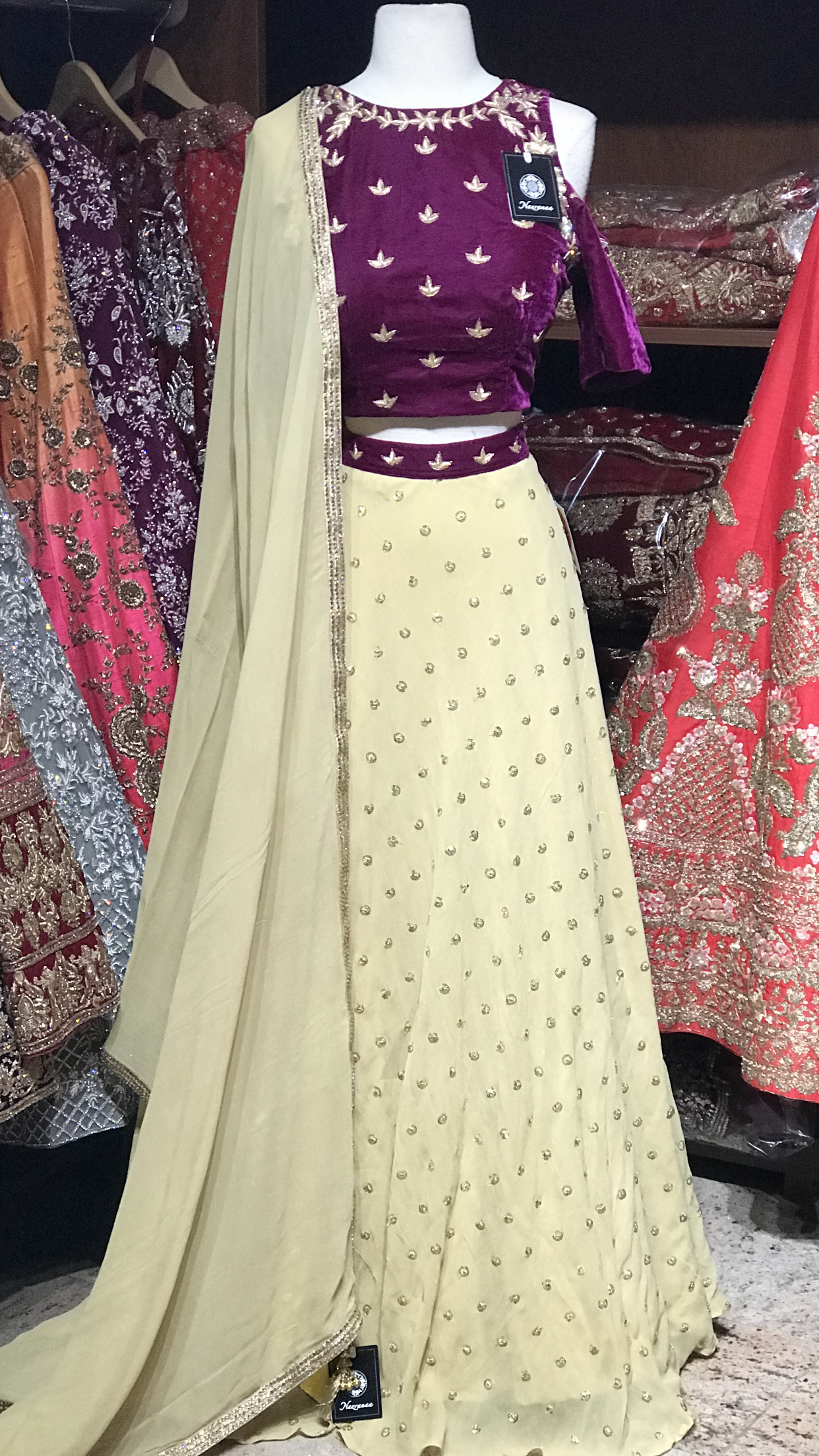 Purple Size 38 Cold Shoulder Lehenga