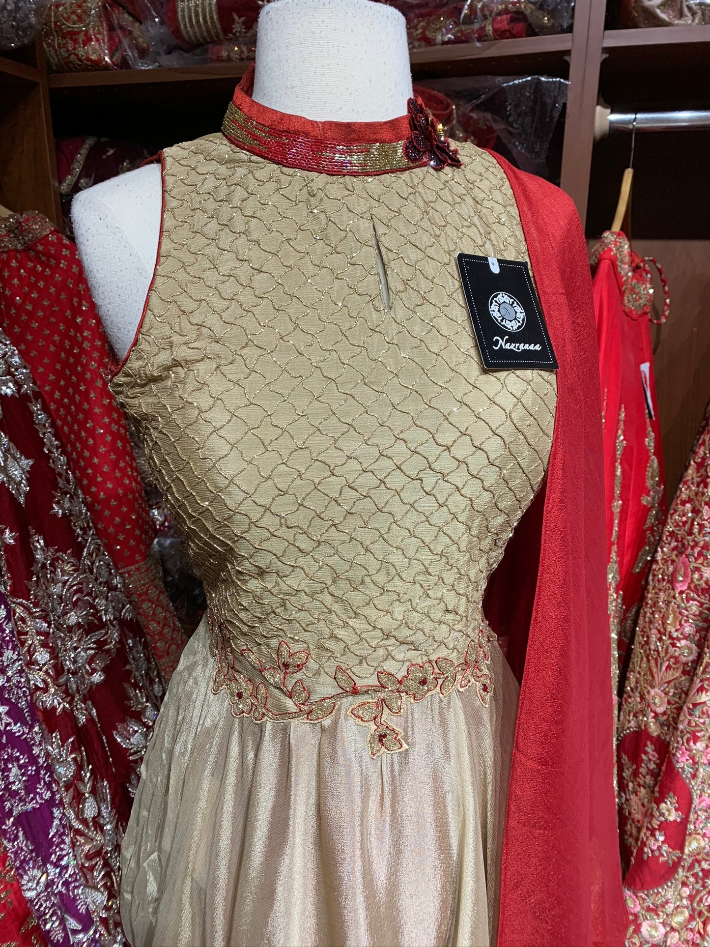 Gold Red Size 38 Dhoti Suit