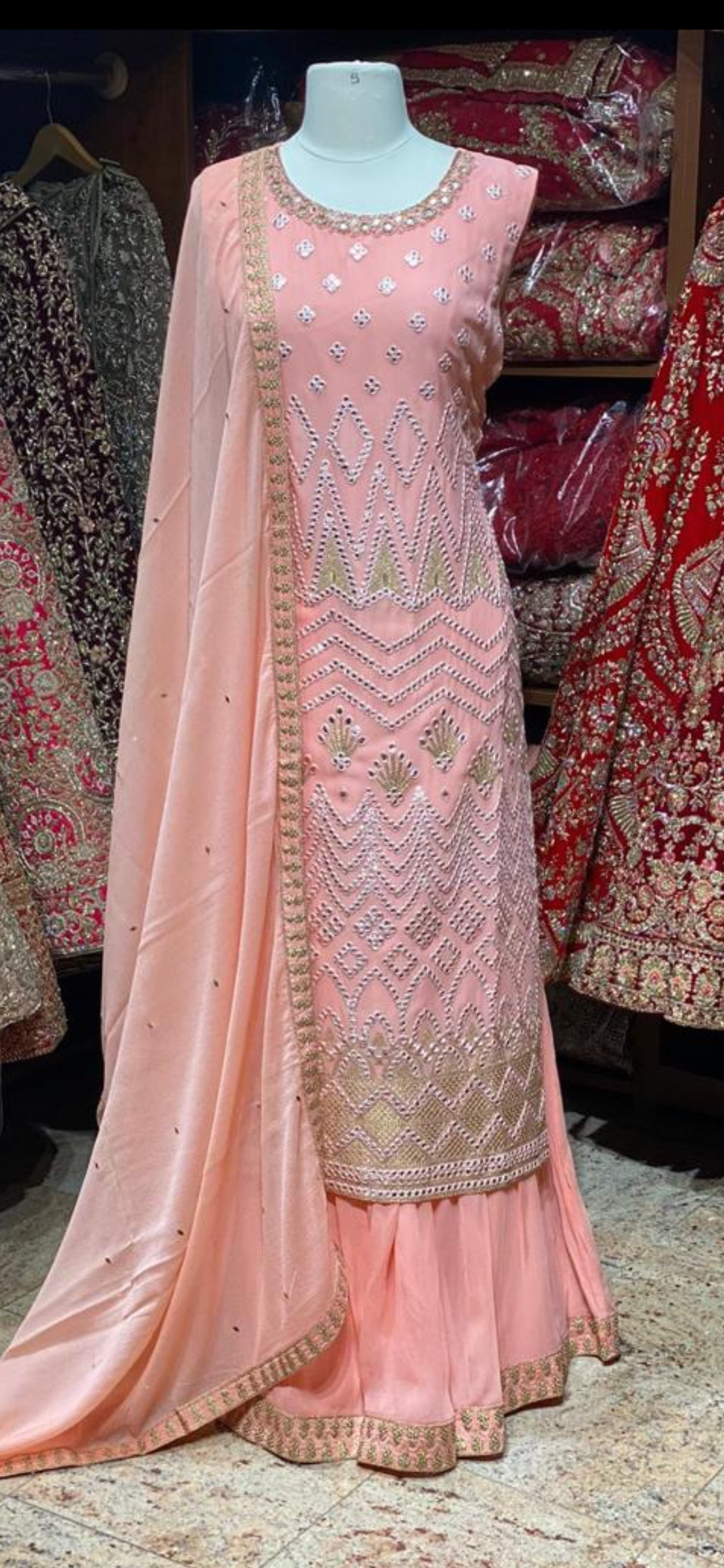 Salmon Pink Party Wear Suit Collection PWS-041