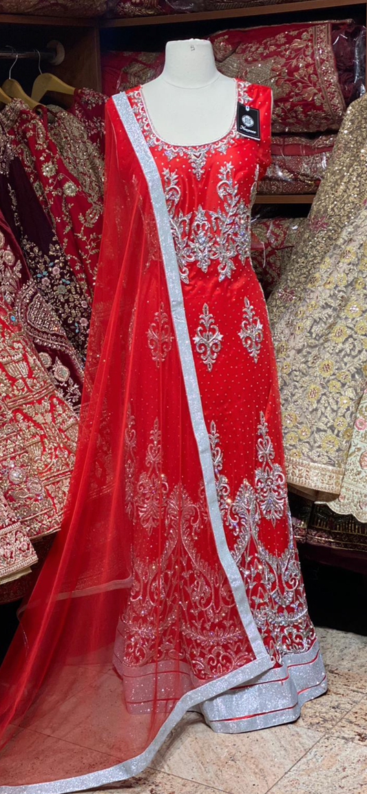 Crimson Red Anarkali PWA-072