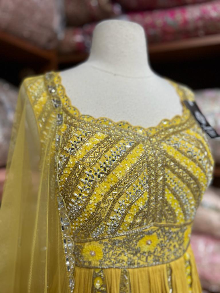 Lemon Yellow Anarkali PWA-148