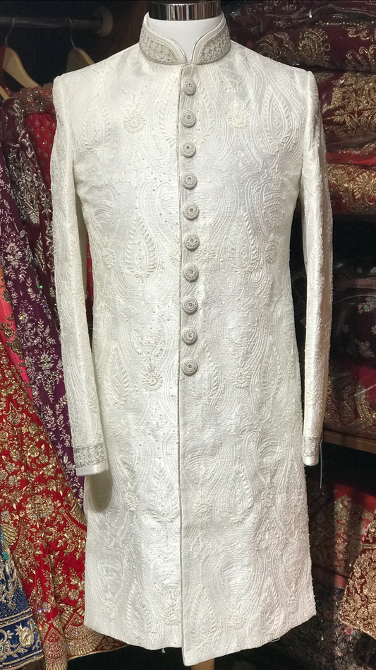 White Embroidery Sherwani