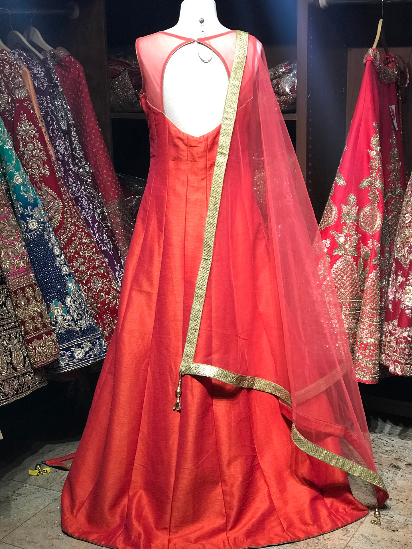 Orange Raw Silk Gown