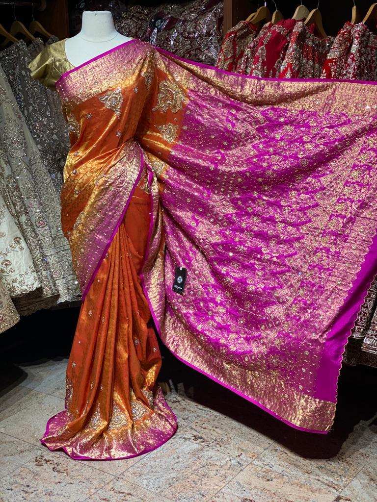 Orange and Pink Pure Silk Kanjeevaram Saree PSK-06