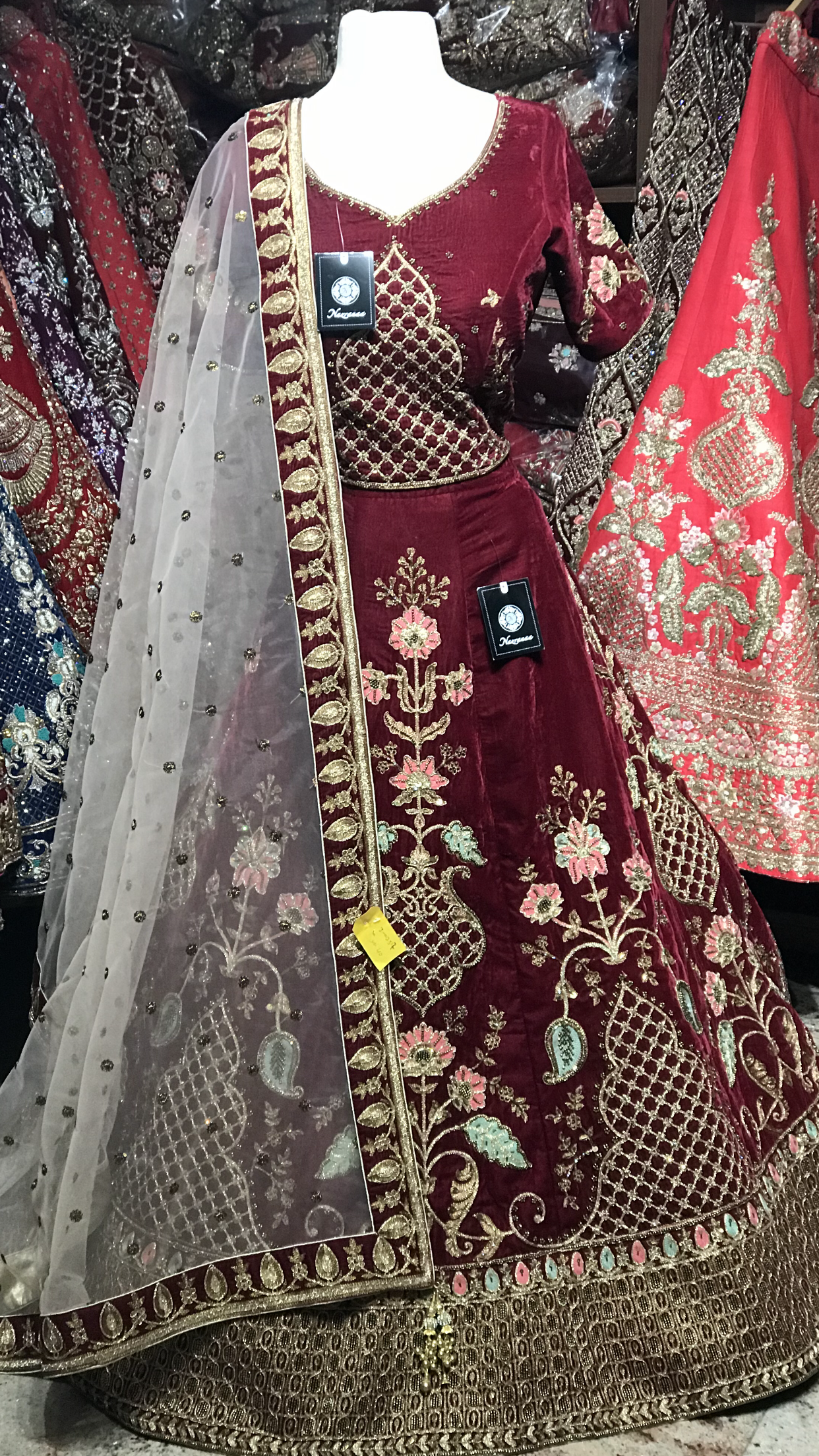 Maroon Size 40 Velvet Lehenga