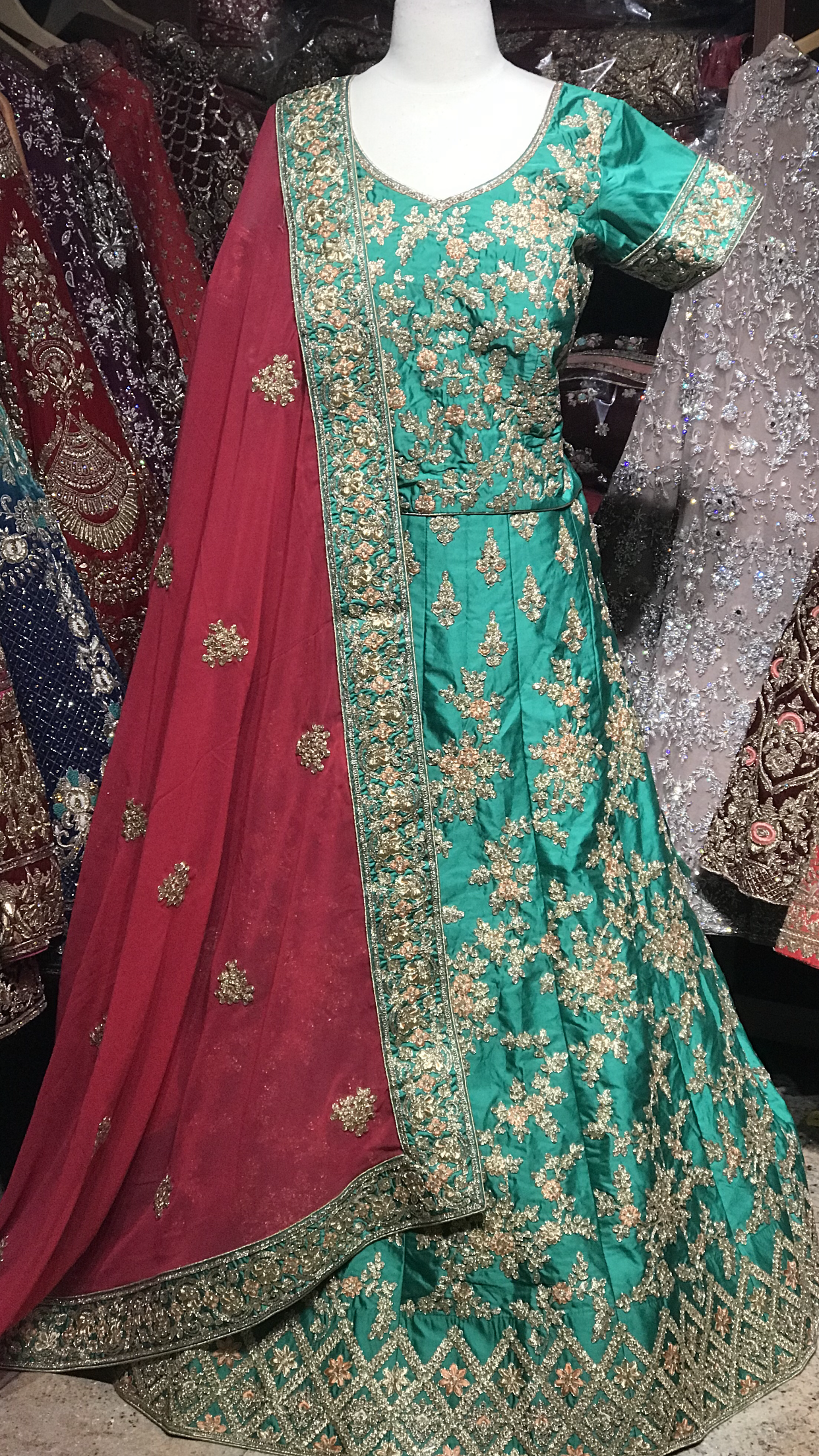 Green Coral Size 40 Lehenga