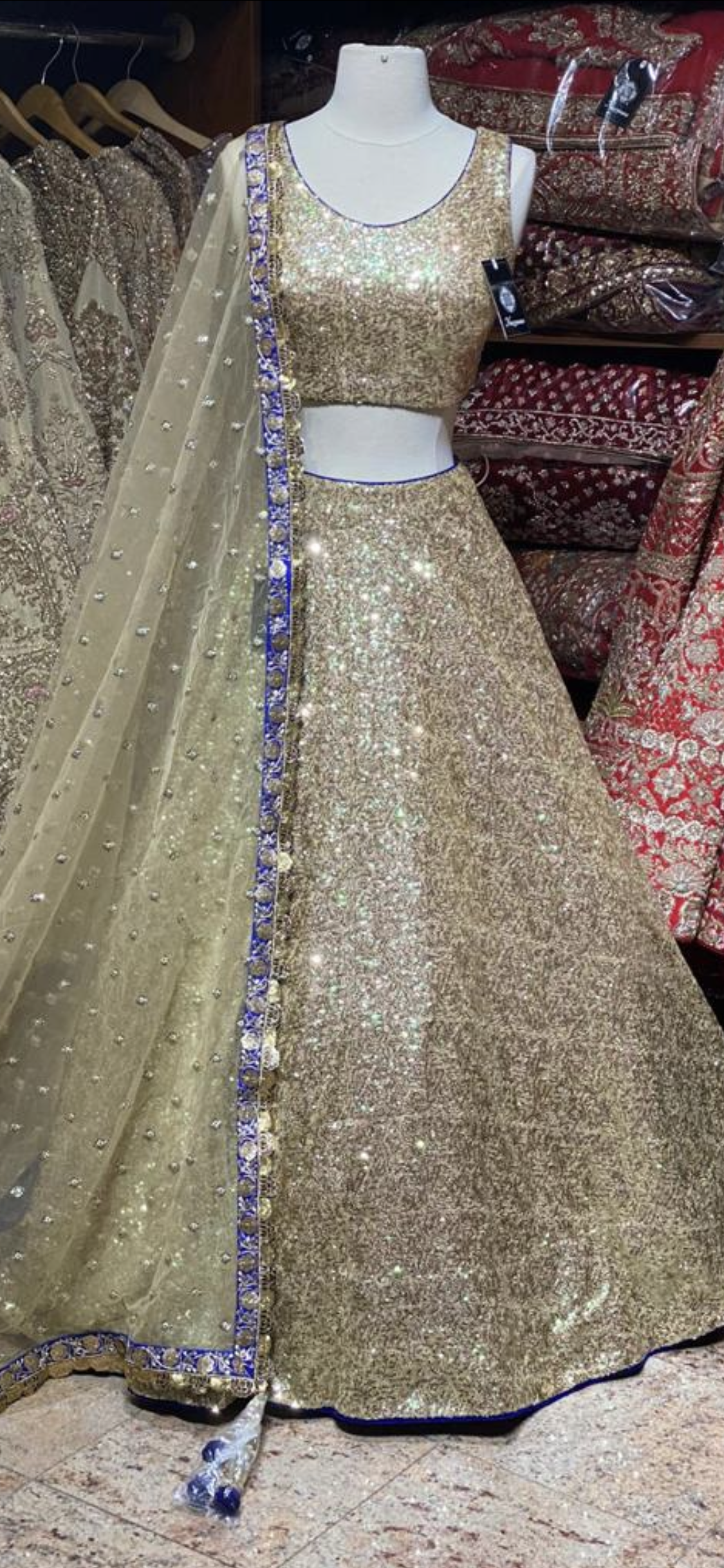 Glamorous Gold Glitter Party Wear Lehenga PWL- 041