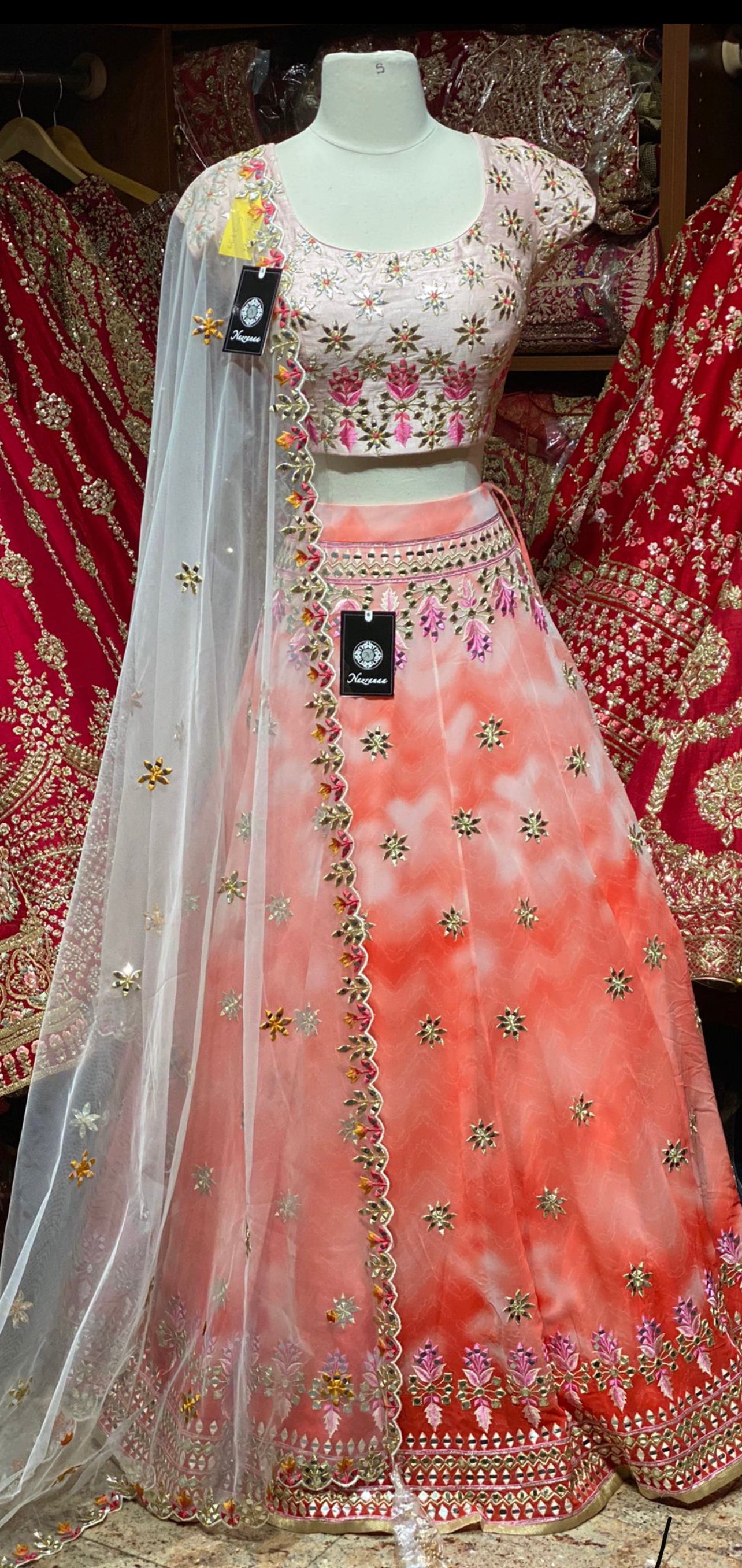 Tie & Dye Coral Peach Unmissable Rangaadi Party Wear Collection PWC-023