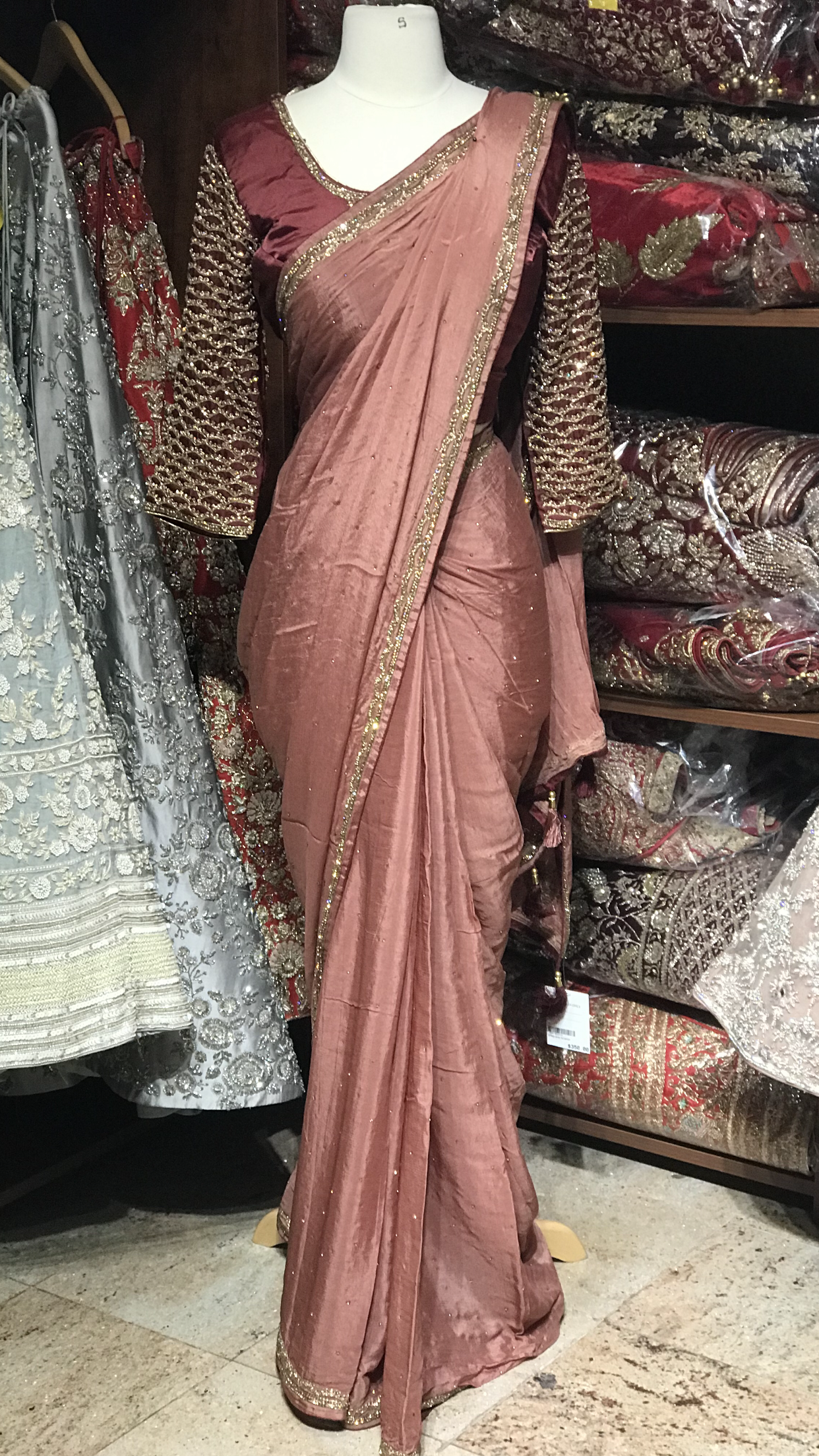 Dusty Rose Saree W/ Readymade Blouse