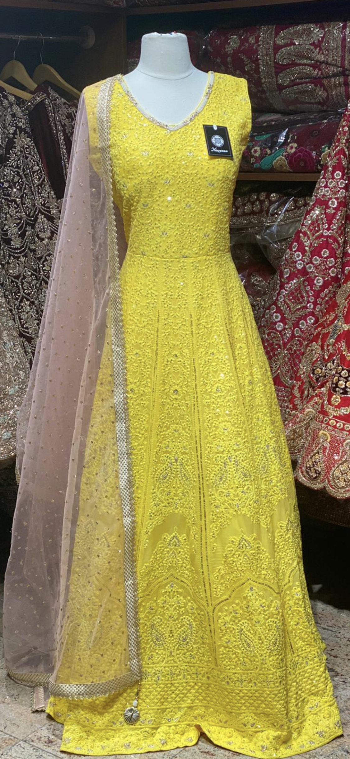 Canary Yellow Anarkali PWA-026