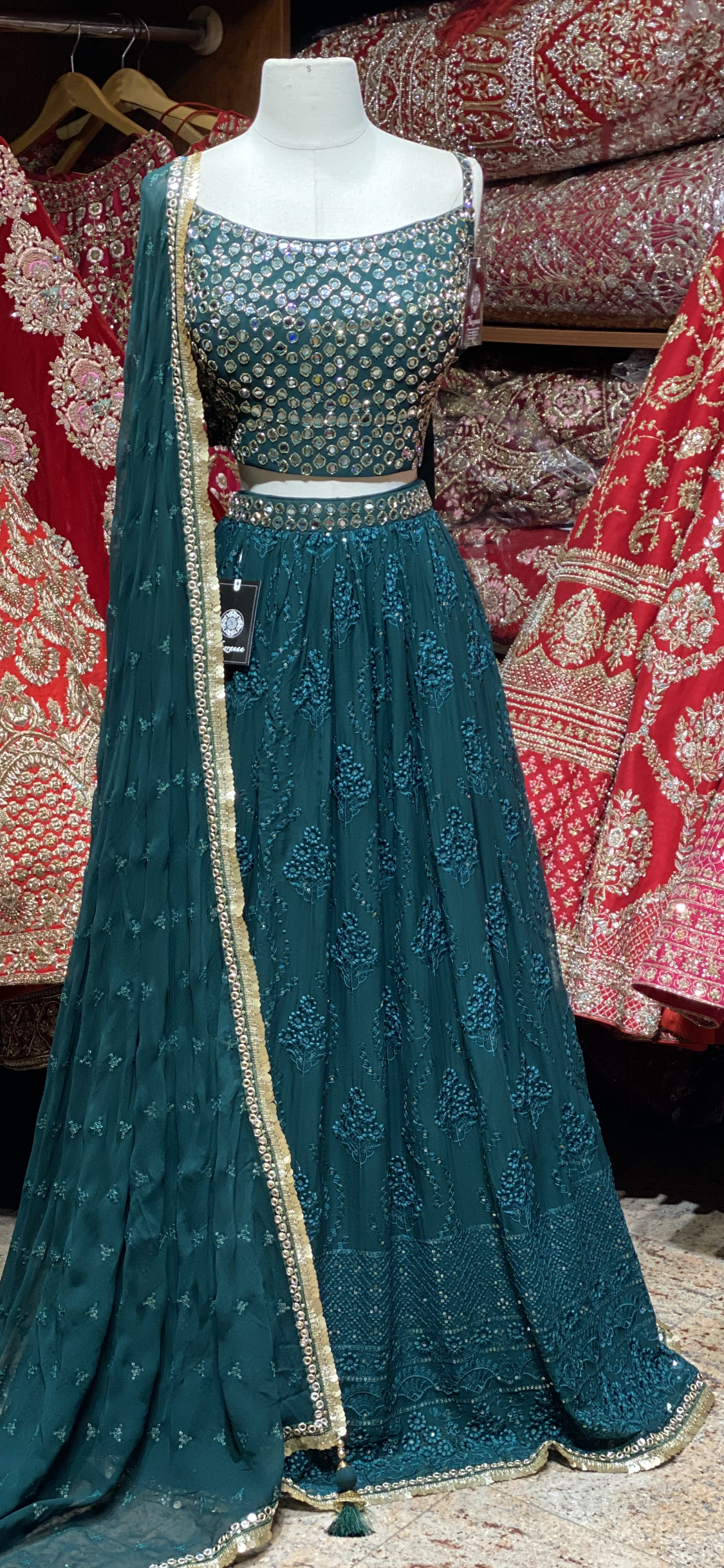 Teal Green Party Wear Lehenga PWL-134