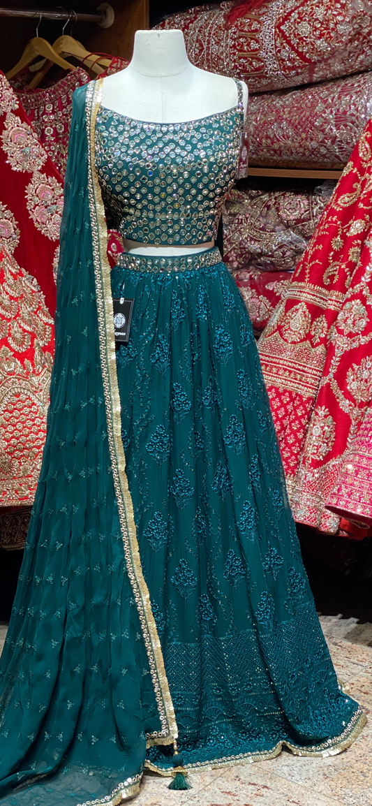 Teal Green Party Wear Lehenga PWL-134