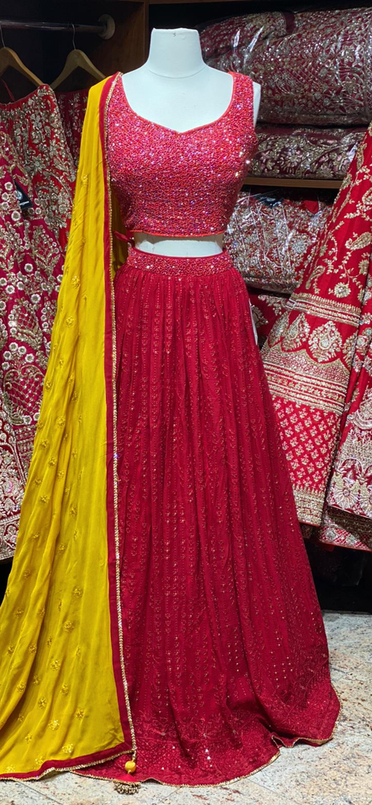 Ruby Red Party Wear Lehenga PWL-123