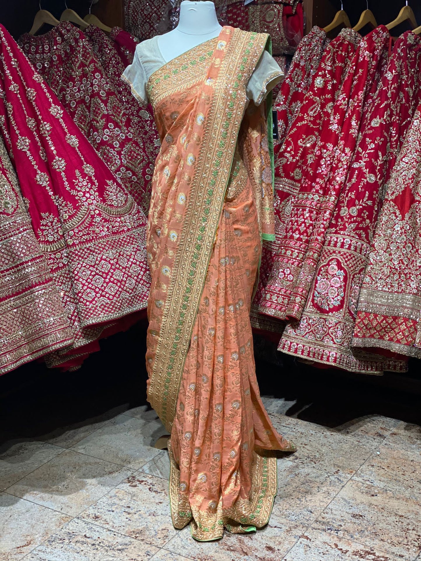 Coral Peach Saree PWS-092