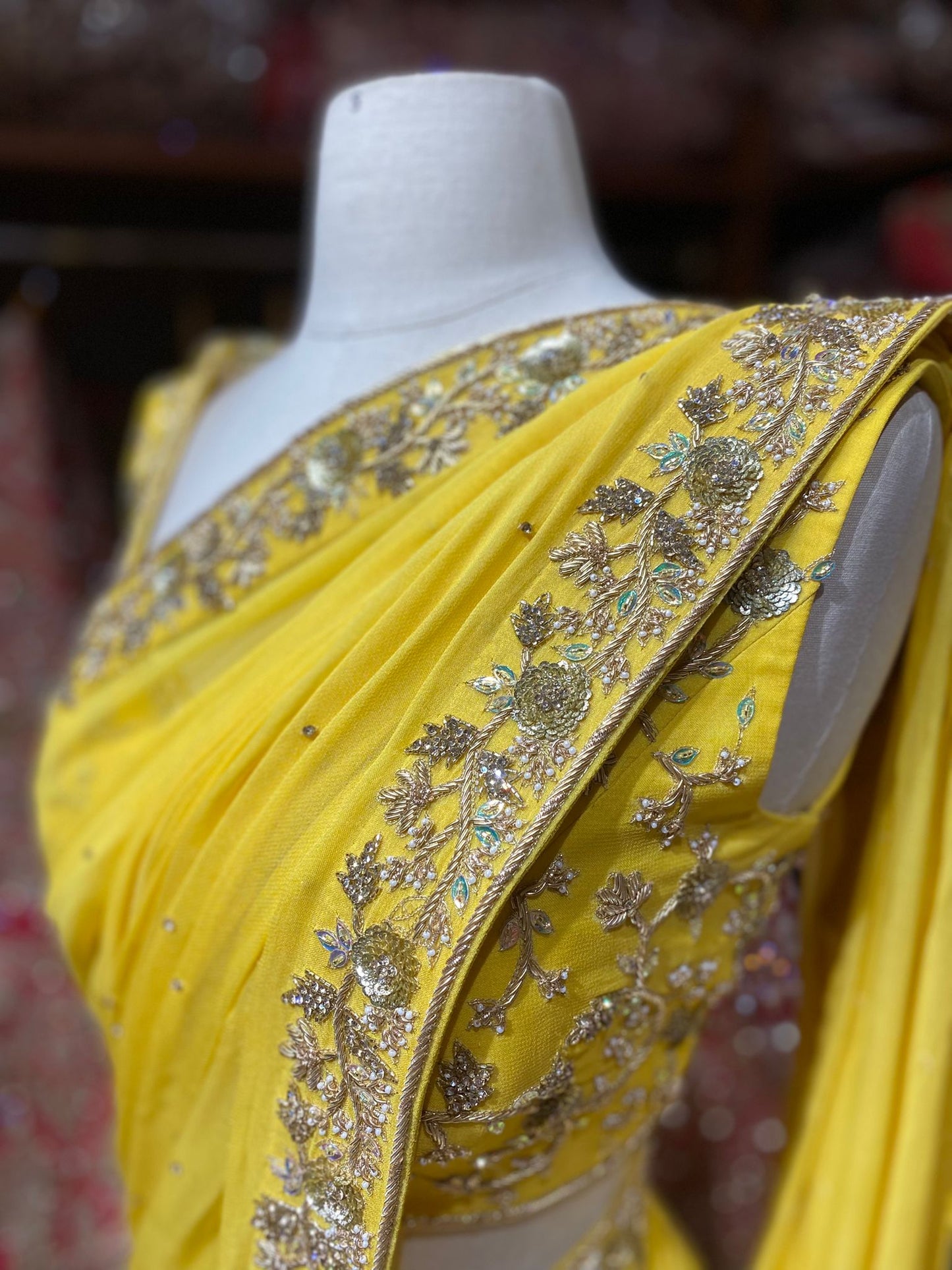 Canary Yellow Saree PWS-129