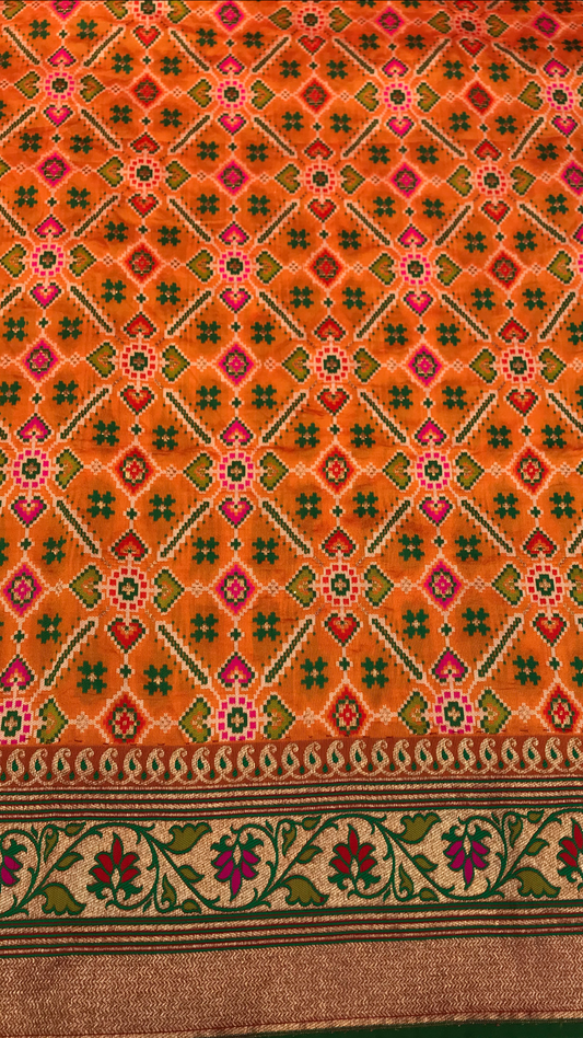 Orange Art Banarasi Saree