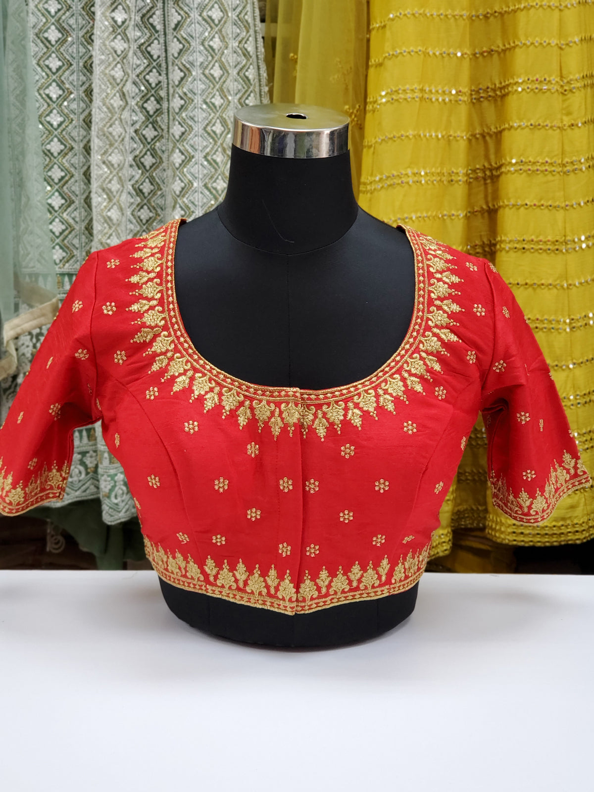 Blouse — available in navy blue, mustard, black, maroon, grey, red, and green (view 3)