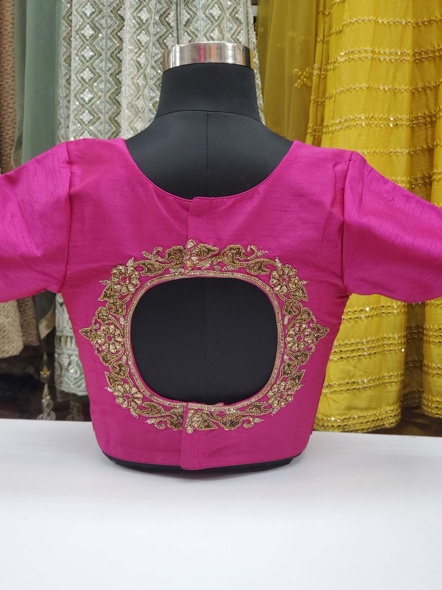 Fancy Raw Silk Stone Work Blouse R1S23