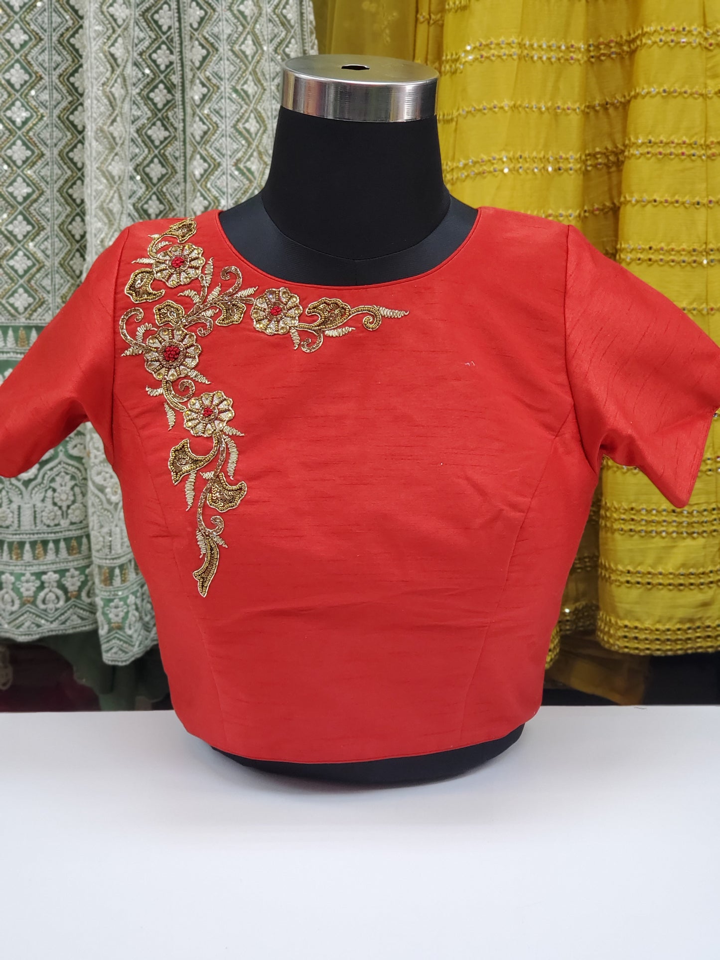 Fancy Raw Silk Stone Work Blouse R1S23