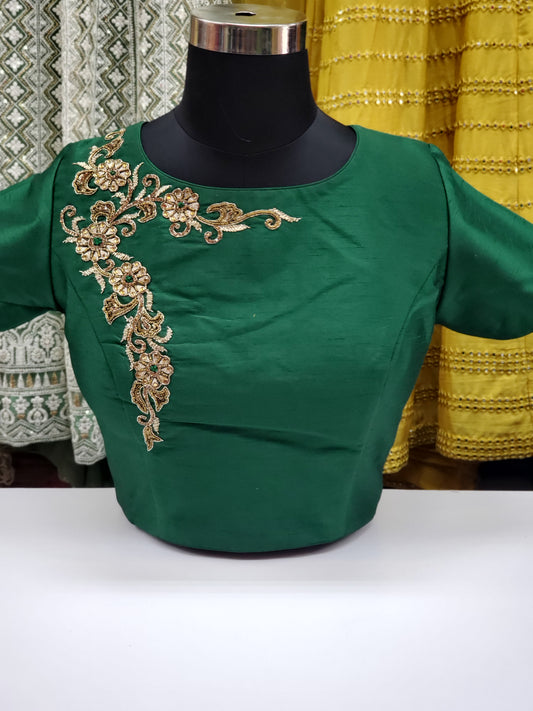 Fancy Raw Silk Stone Work Blouse R1S23