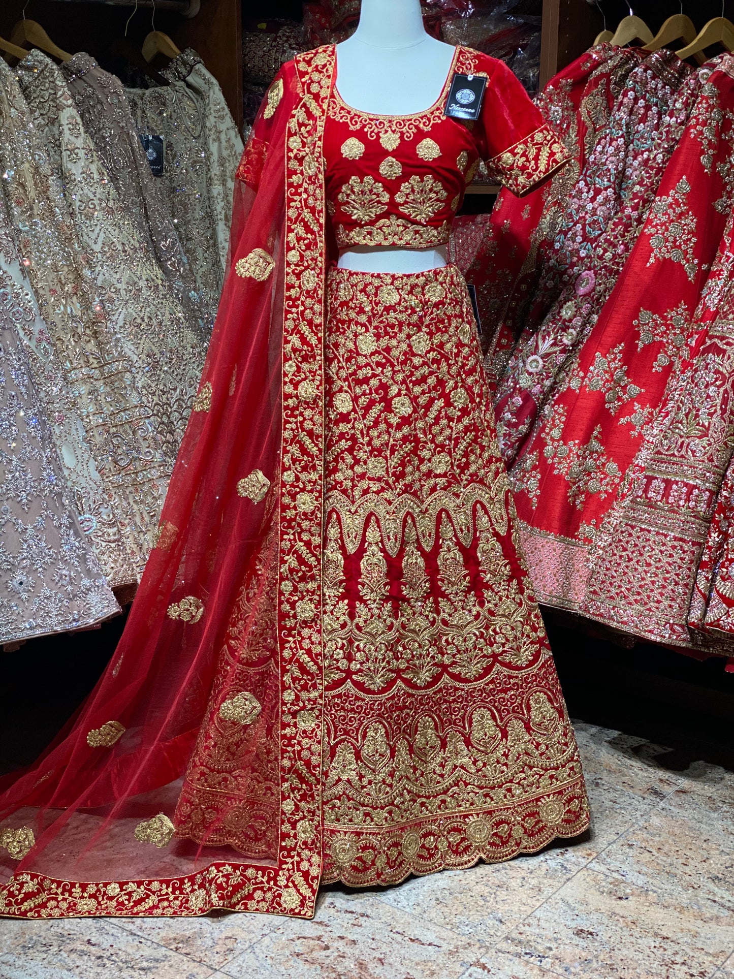 Vermillion Red Party Wear Lehenga PWL-007