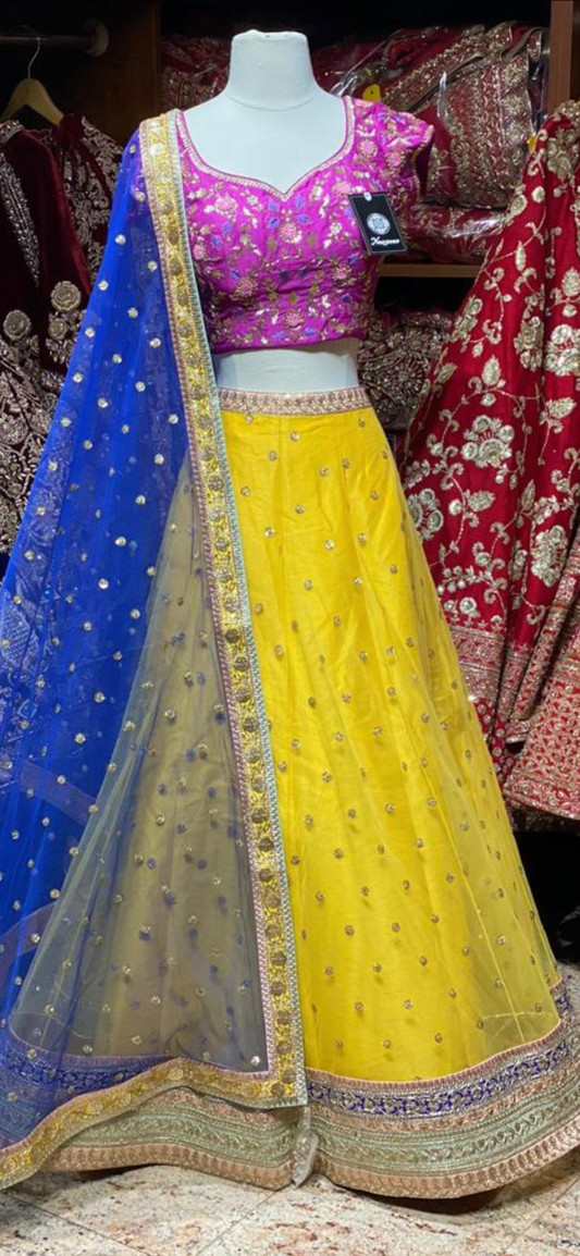 Canary Yellow Party Wear Lehenga PWL-110