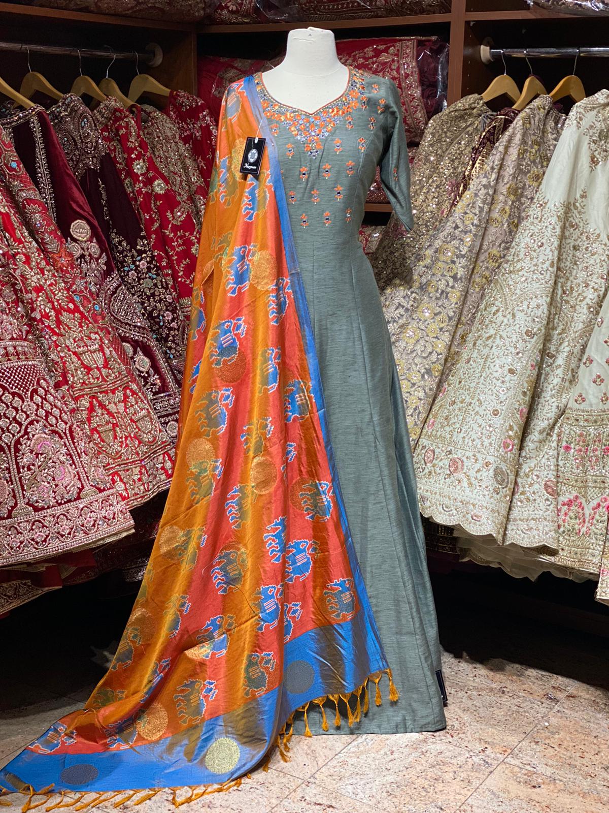 Slate Grey Anarkali PWA-070
