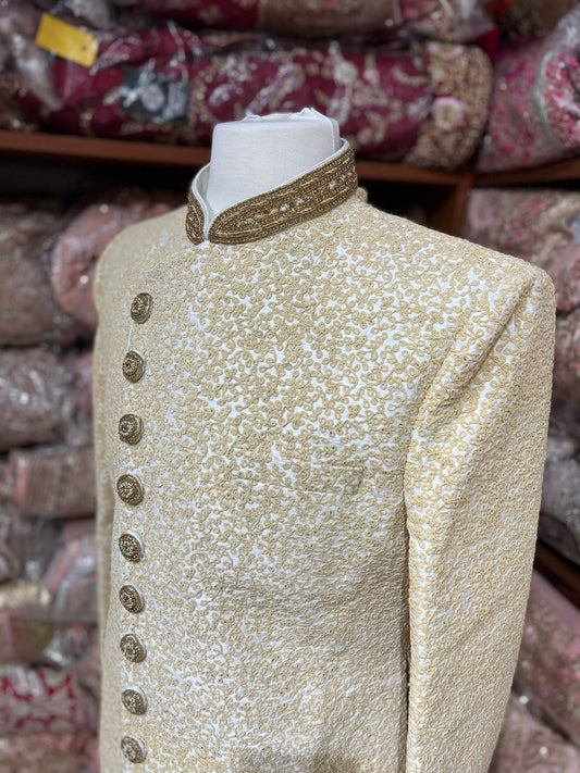 Gold Zari Embroidery Sherwani-M-733