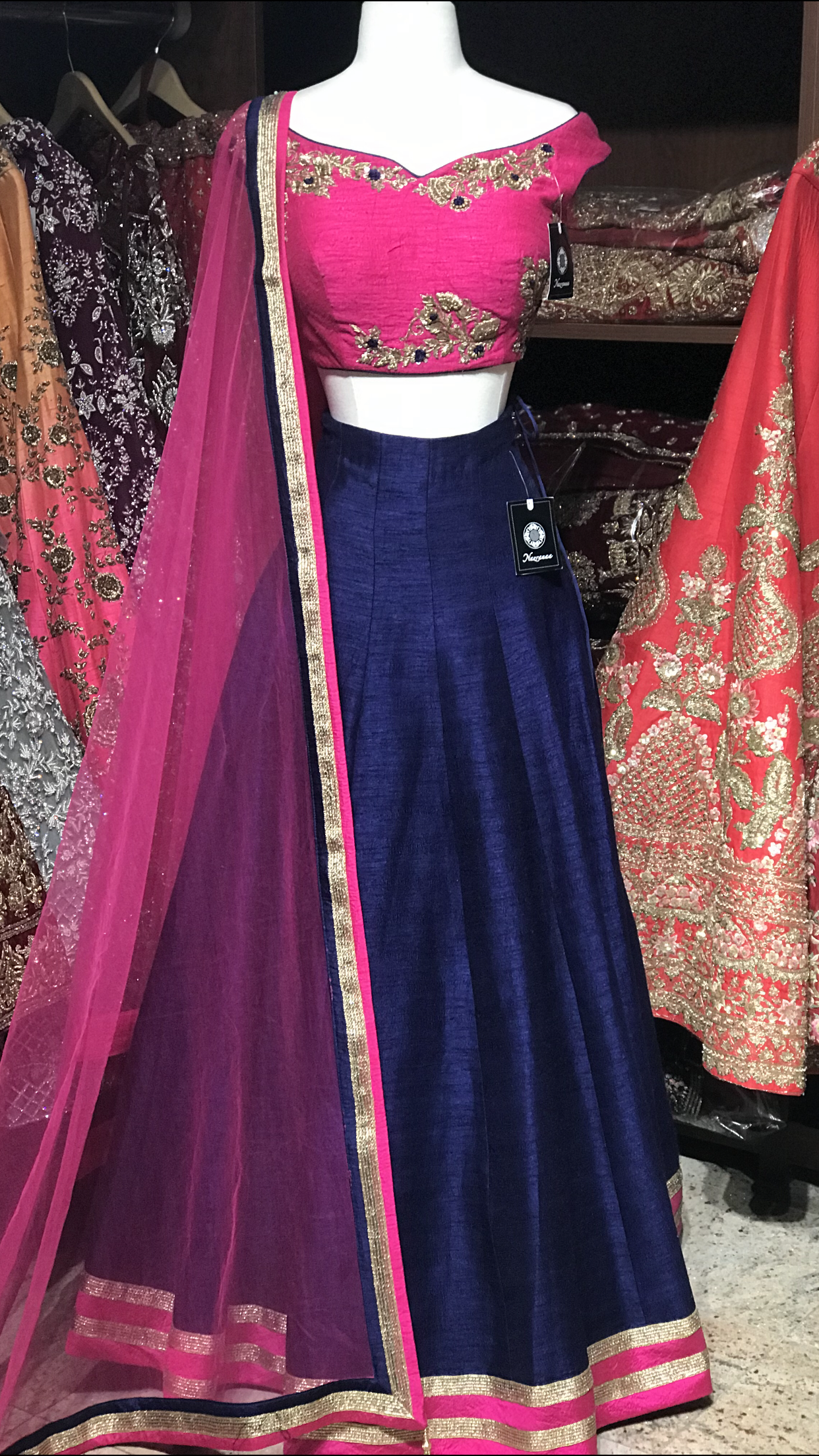 Pink Navy Size 38 Lehenga