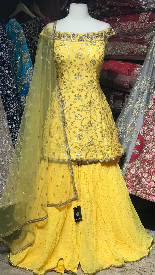 Yellow Size 38 Off Shoulder Gharara