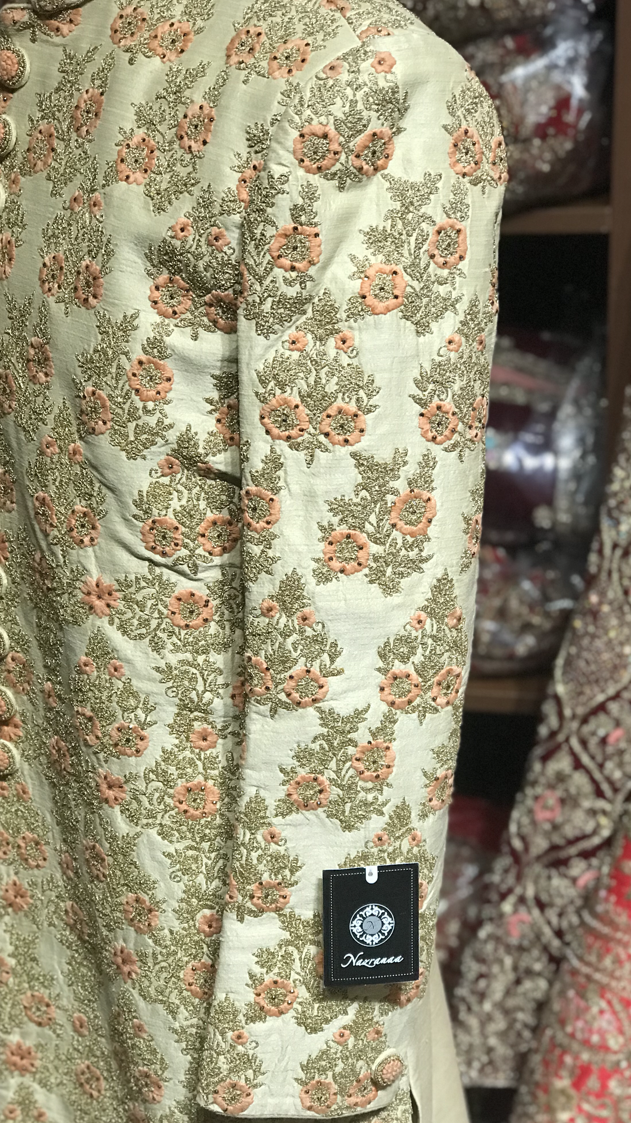 Gold with Peach Resham Sherwani