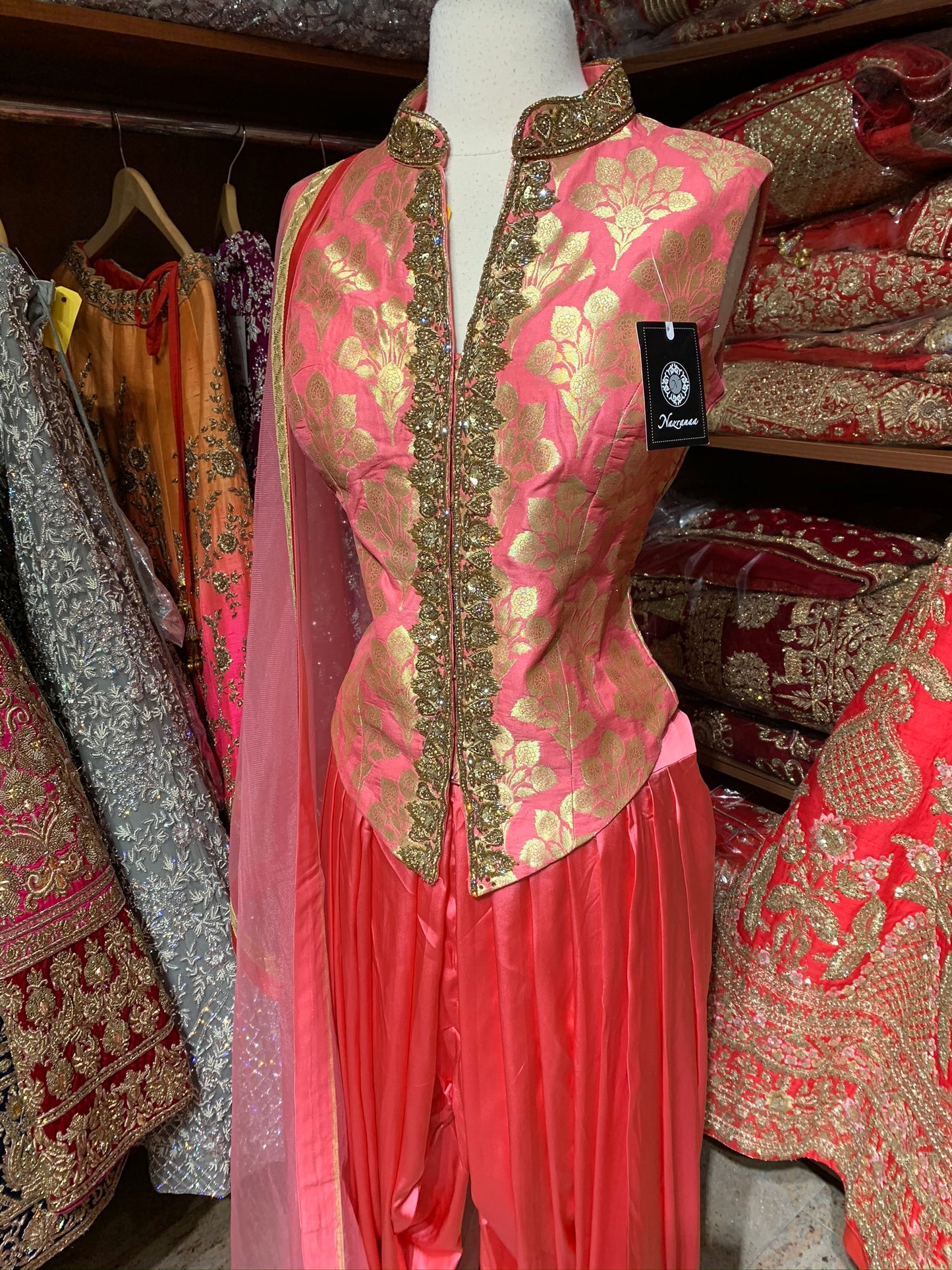 Pink Brocade Size 38 Dhoti Suit