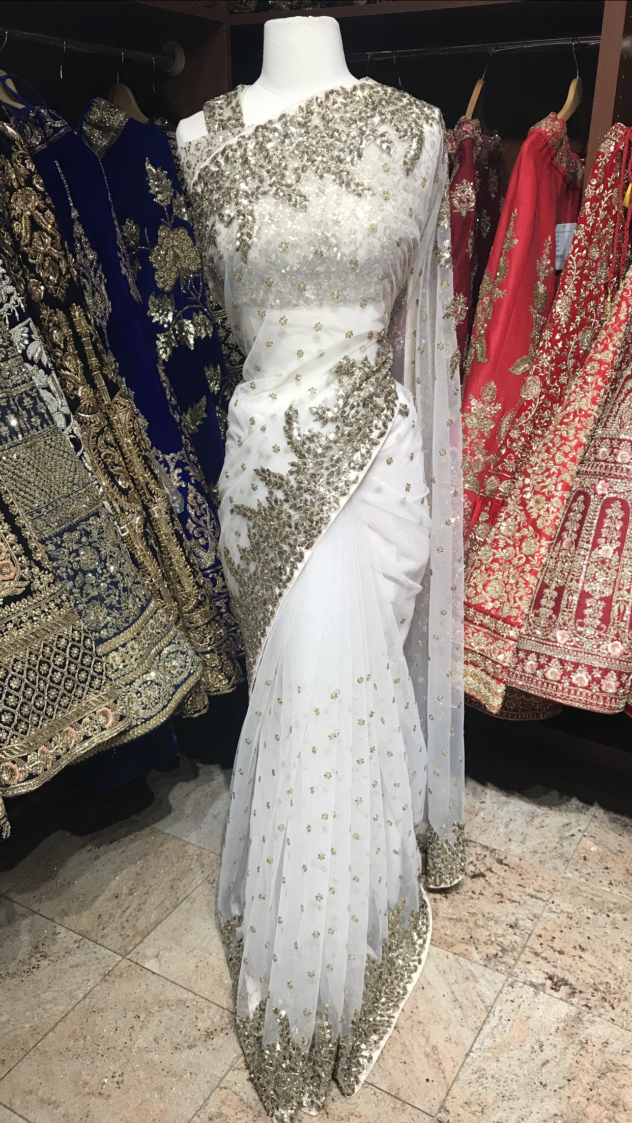 Ivory Sequin Saree