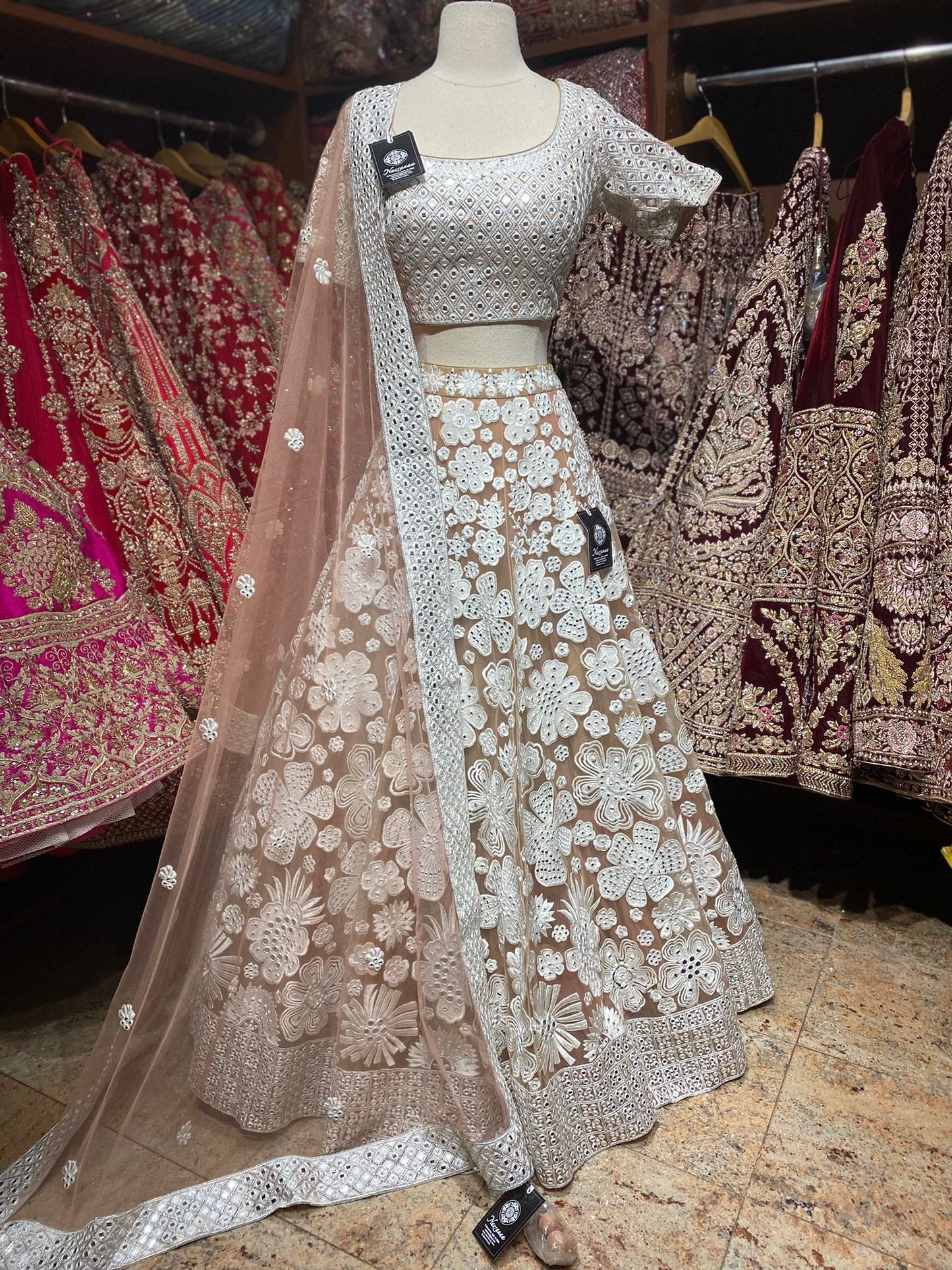 Salmon Peach Luxury Collection Bridal Wear Lehenga BWL- 230