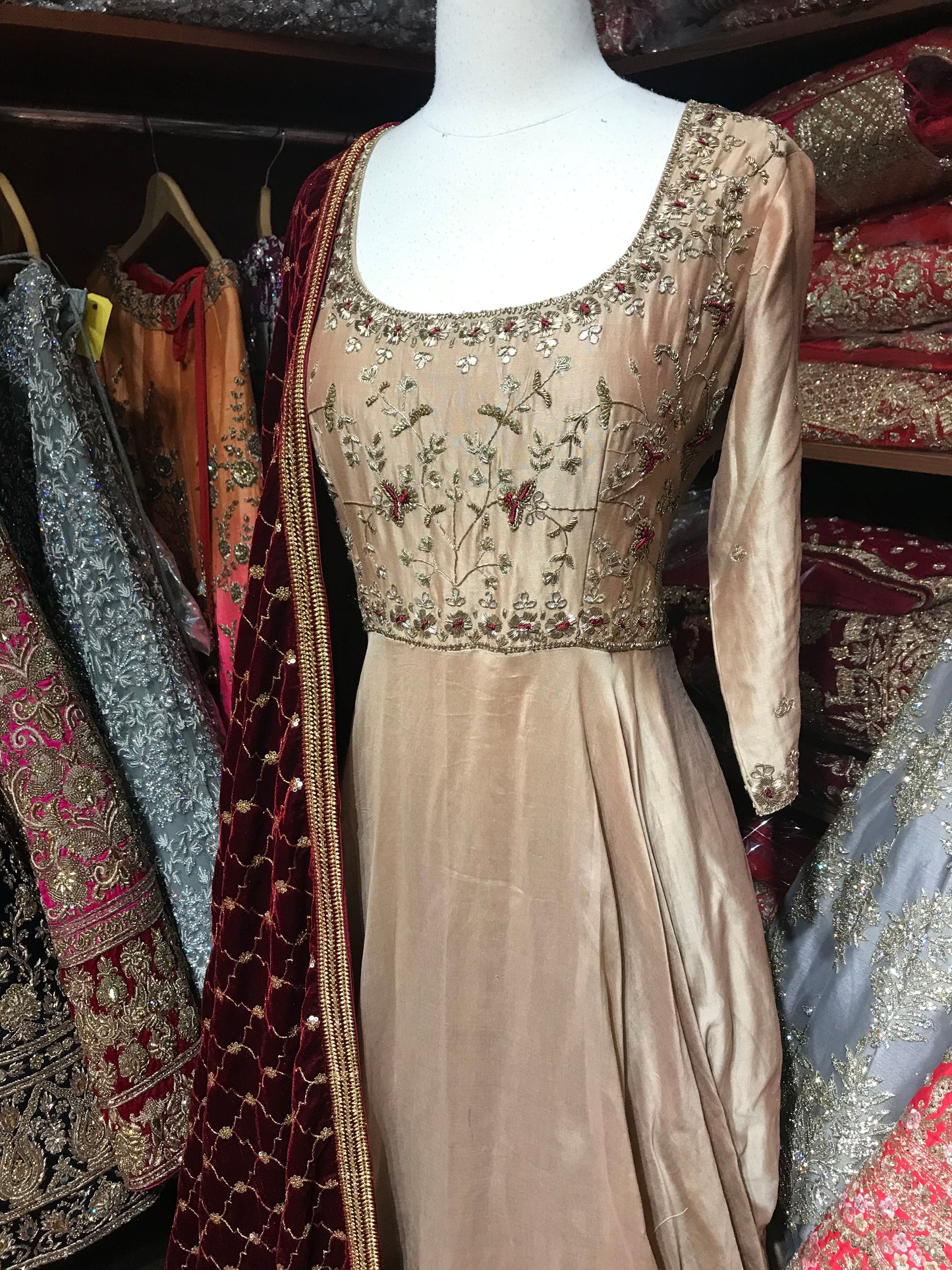 Gold Maroon Size 42 Anarkali