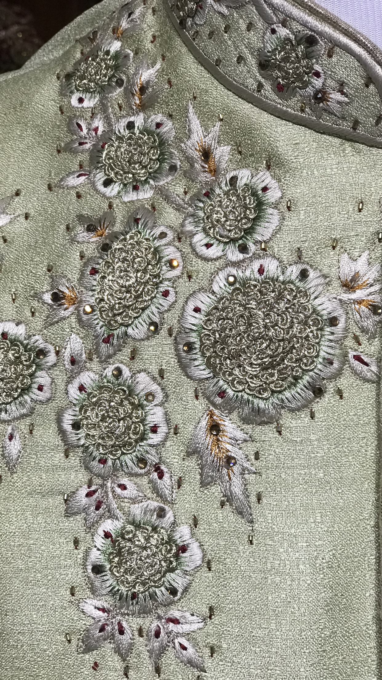 Sage Floral Embroidery Sherwani