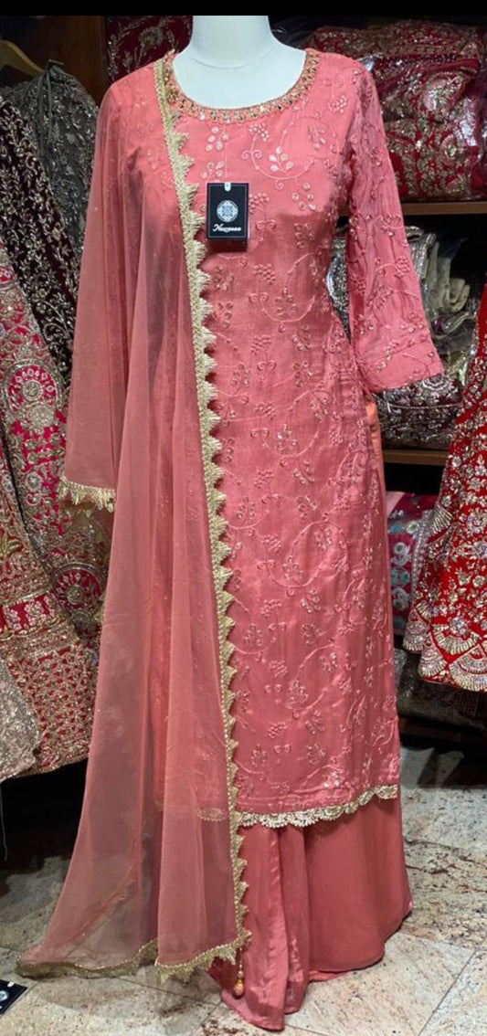 Coral Pink Party Wear Suit Collection PWS-036