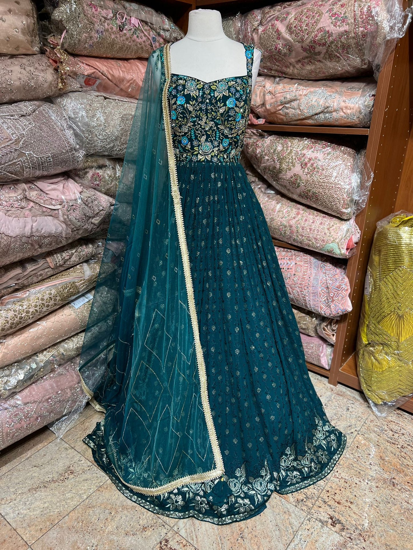 Midnight Green Anarkali PWA-139