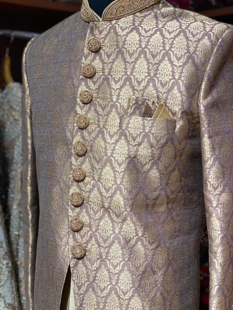 Gold Brocade Size 44 Sherwani