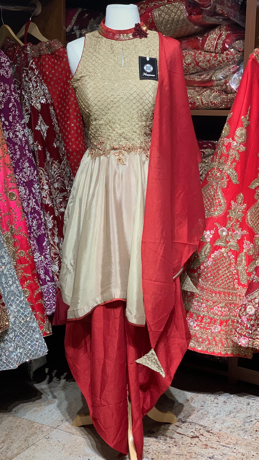 Gold Red Size 38 Dhoti Suit