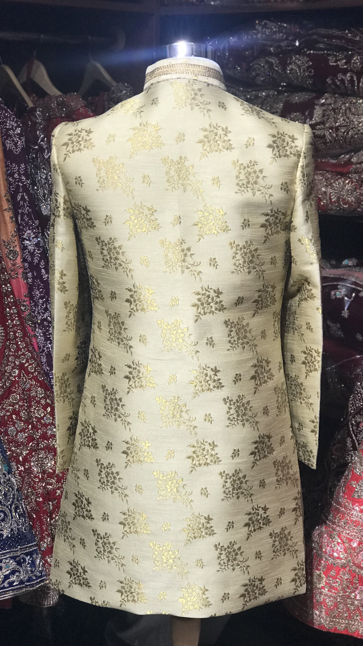 Gold Floral Print Sherwani