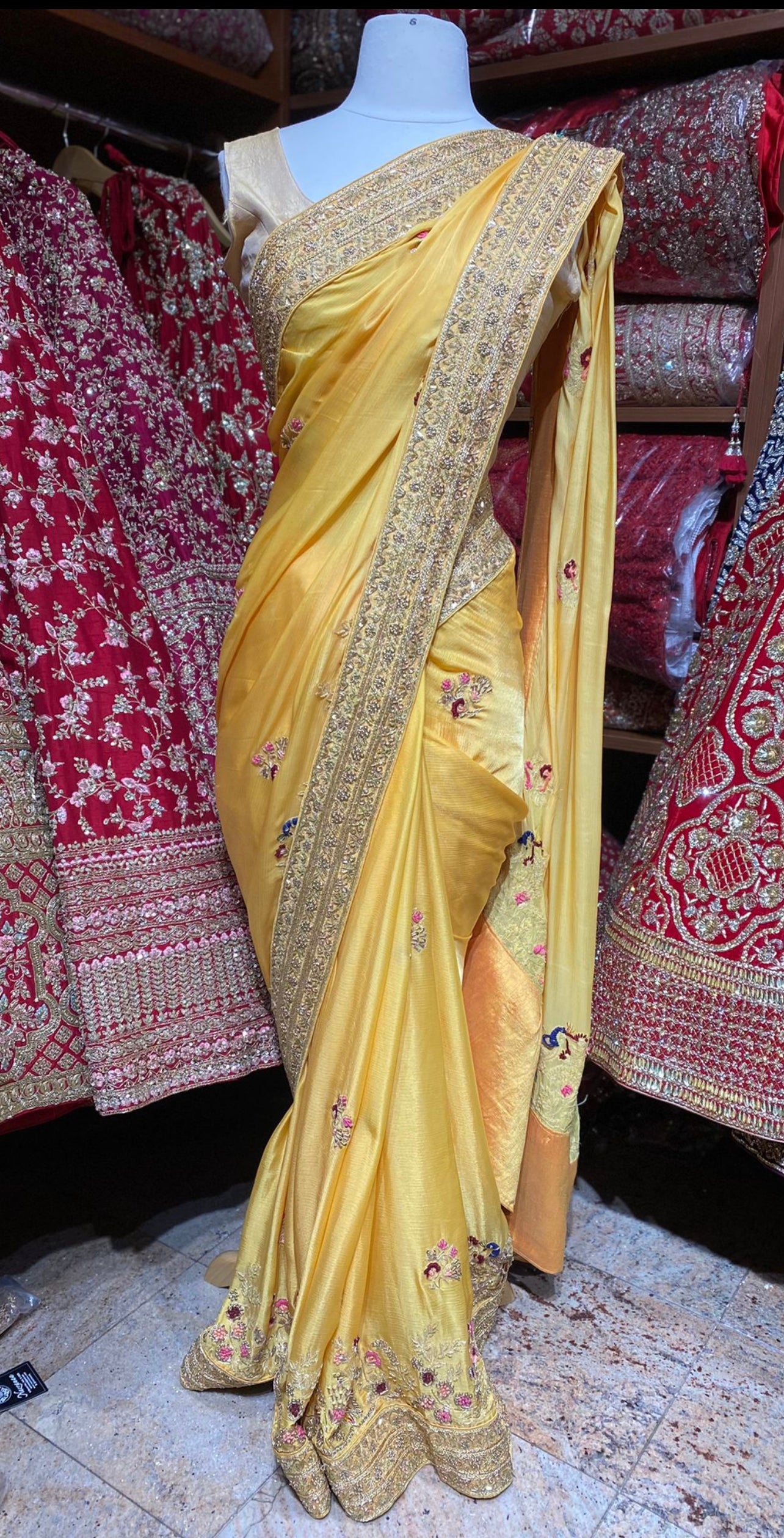 Saffron Yellow Saree PWS-157